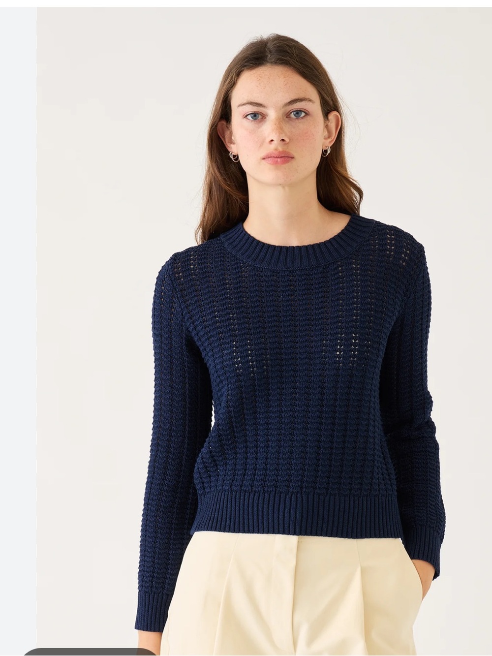 Vintage Navy Crochet Crewneck oversized Sweater